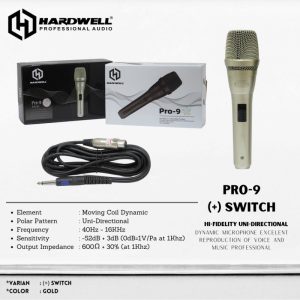 Professional Wired Microphone Pro 9 Gold (+) Switch