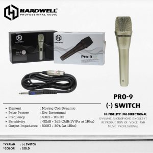 Professional Wired Microphone Pro 9 Gold (-) Switch