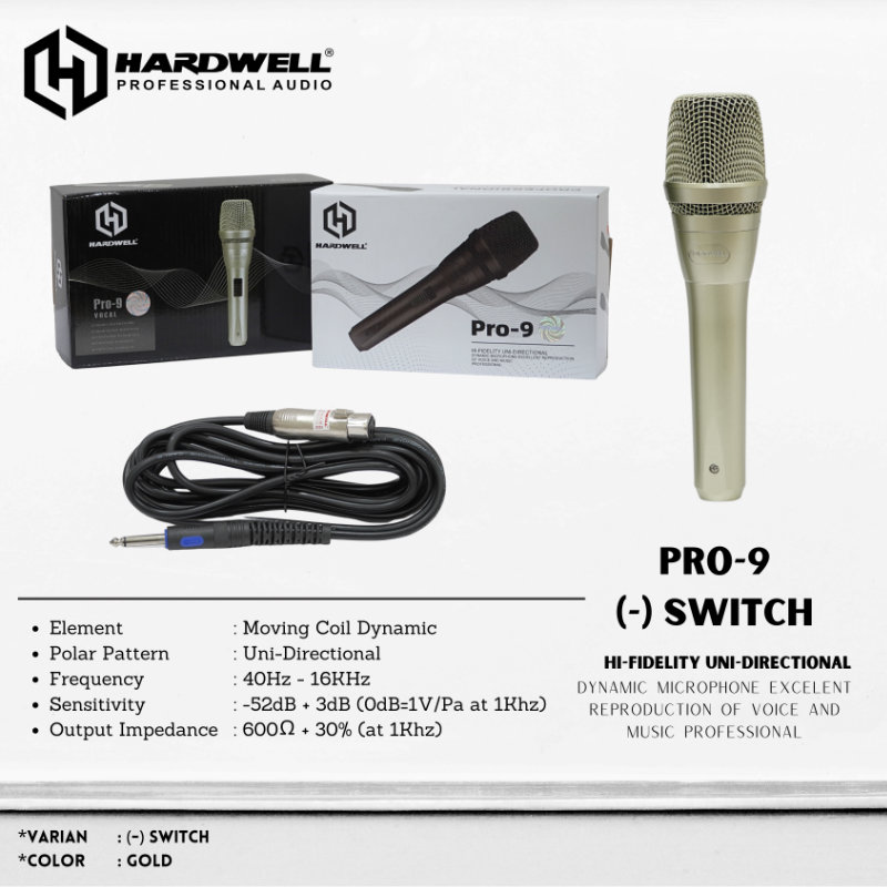 Professional Wired Microphone Pro 9 Gold (-) Switch