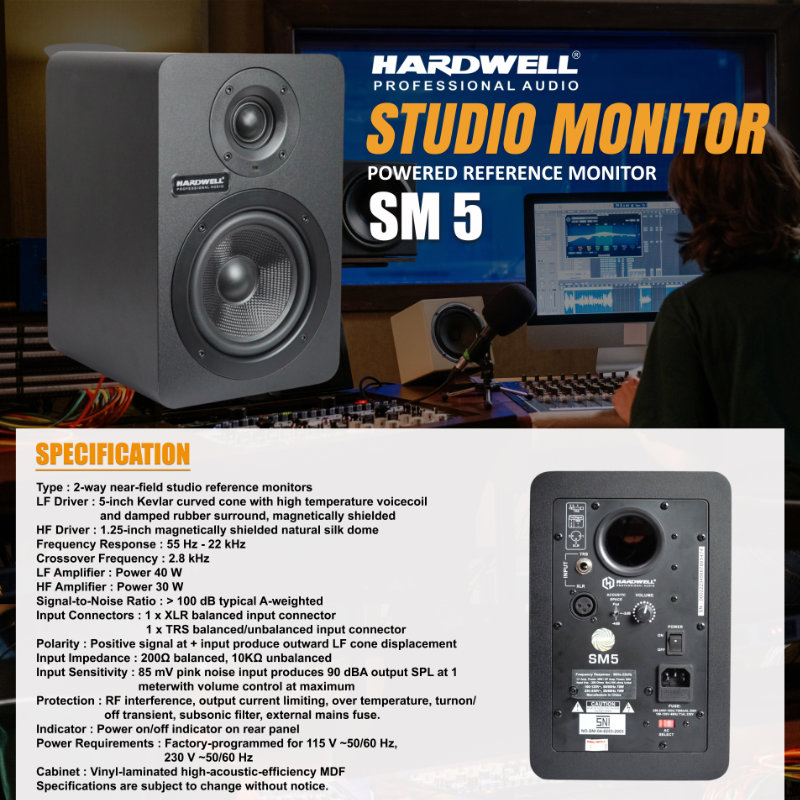 Studio Monitor Powered Reference Monitor SM 5